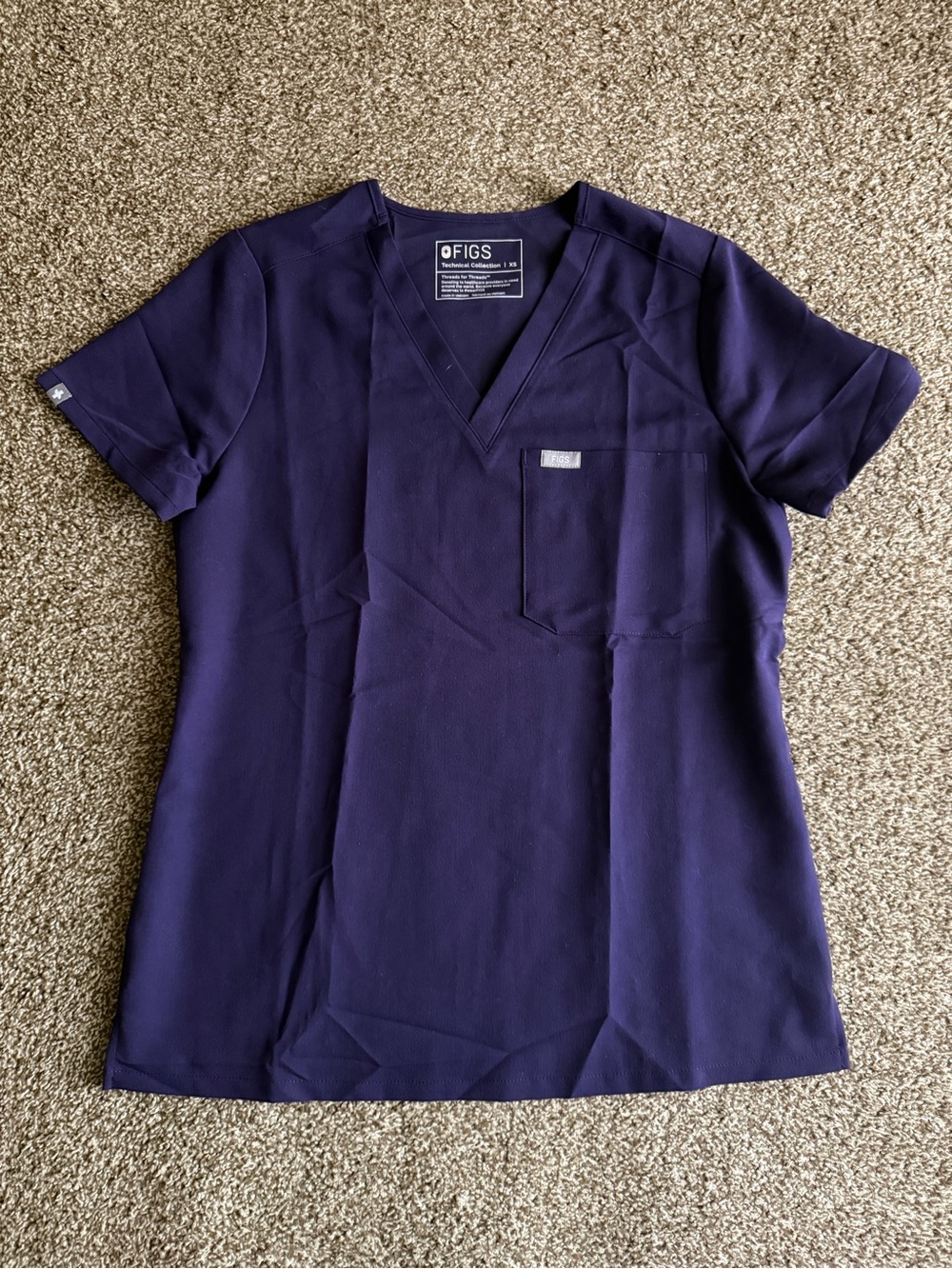 Figs Women's Purple V-Neck Scrub Top
